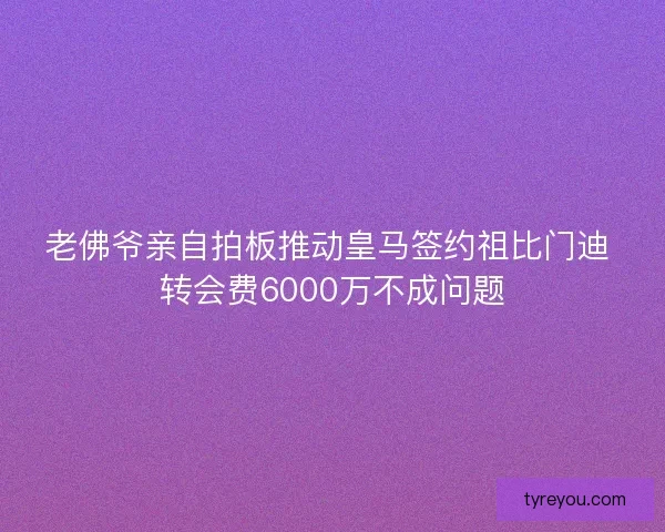 老佛爷亲自拍板推动皇马签约祖比门迪 转会费6000万不成问题