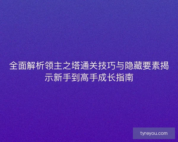 全面解析领主之塔通关技巧与隐藏要素揭示新手到高手成长指南